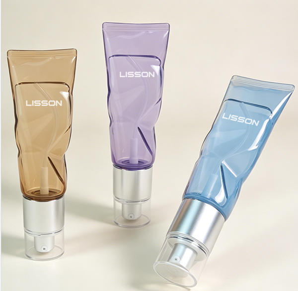 irregular cosmetic tube with pump